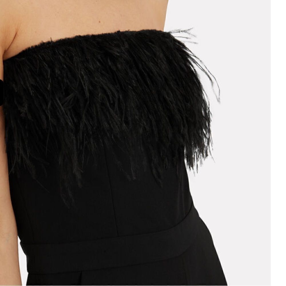 NWT Anthropologie SAYLOR Jane Feathers Strapless Jumpsuit Black Sz 16 - Picture 5 of 14